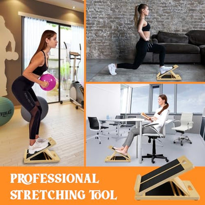 MUCITAGF Professional Wooden Portable Slant Board, Calf Stretch Board