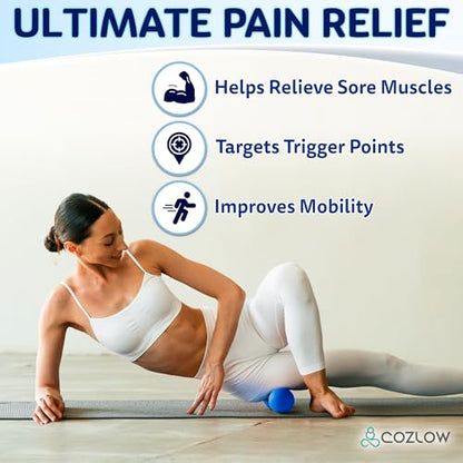 Double Lacrosse Silicone Massage Ball - Cobalt Blue - Peanut Trigger Point Roller for Mobility, Deep Tissue Therapy, Myofascial Release - Acupressure Tool for Muscle Pain Relief