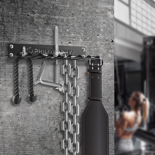 Philosophy Gym Accessory Rack Organizer, 9 Prong, Wall Mounted Multi-Purpose Workout Equipment Storage