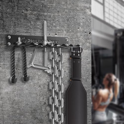 Philosophy Gym Accessory Rack Organizer, 9 Prong, Wall Mounted Multi-Purpose Workout Equipment Storage
