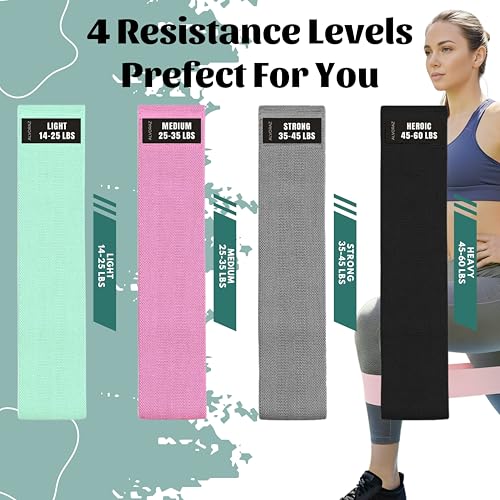 Fabric Resistance Bands for Squats, Glutes & Legs – 3‑Level Non‑Slip Booty Bands Set – Thick Loop Bands for Women & Men – Home Workout, Pilates & Yoga