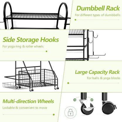 Dumbbell Rack, 400LBS Weight Rack for Dumbbells Kettlebells, Adjustable Home Gym Storage for Yoga Mat&Ball Foam, All in One Workout Equipment Storag for Yoga Studio Home