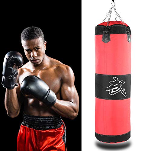 Boxing Punch Bag Heavy Duty Punching Bag with Chains for Boxing Training Fitness Sandbag(1m Red) Martial Arts