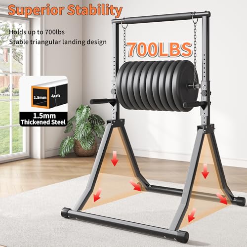 Foldable Power Tower Dip Station for Pull Ups, 58.3"-76.8" 12 Level 700 LBS, Adjustable Dip Handles & Assistance Bands Foldable Home Gym Equipment - color: 58.3"-76.8" with Dual Dip Handles