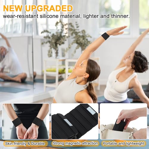 Wrist Weights, 1.1LB Each Stackable Magnetic, Adjustable Ankle Weights for Men & Women, Jogging/Yoga & More, 1 Pair - color: Black