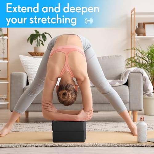 RoundFunny 4 Pack Yoga Blocks Non Slip Pilates Brick Foam Blocks Pilates Dance Gymnastics Workout Fitness Props Tool for Stretching Meditation and Exercise
