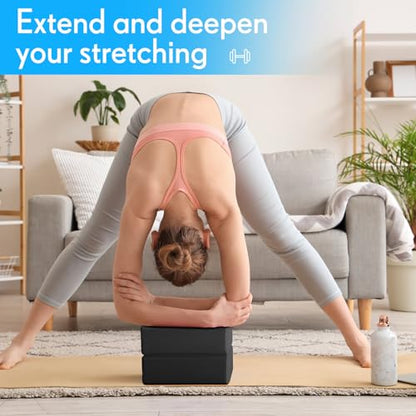 RoundFunny 4 Pack Yoga Blocks Non Slip Pilates Brick Foam Blocks Pilates Dance Gymnastics Workout Fitness Props Tool for Stretching Meditation and Exercise