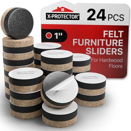 X-Protector Felt Furniture Sliders for Hardwood Floors 24 PCS 1” - Self-Adhesive Furniture Slider - Heavy-Duty Furniture Movers for Hard Surfaces - Felt Sliders - Move Your Furniture Easily! - size: 24 PCS 1 inch (Self-Adhesive)