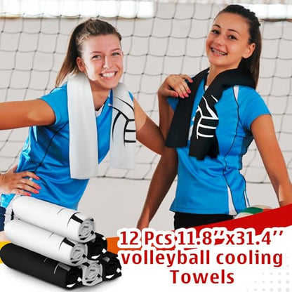 12 Count Volleyball Cooling Towels Volleyball Gifts for Team Soft Sports Breathable Chilly Towels Ice Neck Wrap Workout Sweat Washcloths for Sports Gym Microfiber Dishcloths for Coach Gifts - style: Volleyball