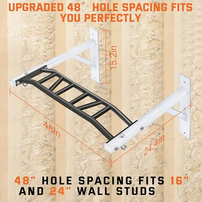 Upgrade Pull Up Bar Wall Mounted,Heavy Duty Multi Grip Chin Up Bar for Strength Training, 600 lbs Capacity, Durable Steel Construction, Perfect for Home and Garage Workouts - color: White and Black