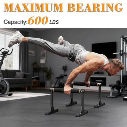 GanFindX Wooden Parallel Bars 12/10-14" 600LB Capacity for Home Gym - size: 12"