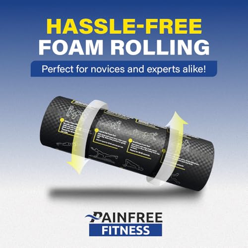 Foam Roller with Printed Exercises - 17.7''x 6'' Lightweight EPE/PE Exercise Roller Foam - Includes 12 Guided Stability, Mobility & Recovery Moves - Dual Color Instructional Design