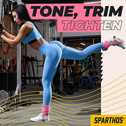 Sparthos Kickback Ankle Straps for Gym Cable Machines, Glute Cuff, 2-Pack - color: Flamingo Pink (Pack of 2)