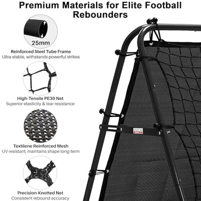 Adjustable Soccer Rebound Net | Double-Angle Soccer Trainer with Steel Frame | Portable Folding Rebounder for Passing & Shooting Practice | Outdoor Sports Equipment for Youth & Adult