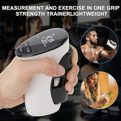 Digital Hand Grip Strength Tester, 198lbs/90kg Electronic Grip Dynamometer with Adjustable Handle & Backlit Display, Comfortable Grip Strength Meter for REHAB, Seniors, Sports & Home Use