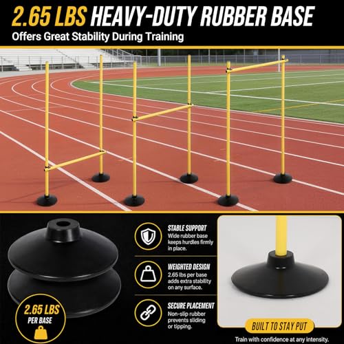 2-in-1 Adjustable Agility Hurdles, 3 Set/6 Set Hurdles Training Equipment with Heavy-Duty Rubber Bases & Portable Storage Bag, Perfect for Track, Soccer, Plyometric, Fitness & Dog Agility