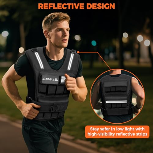 BAGAIL Weighted Vest Men, 20lb/30lb/40lb Adjustable Weight Vest for Woman with Removable Iron Weights, Women’s Rucking Vest for Walking, Workout, Running, Strength Training