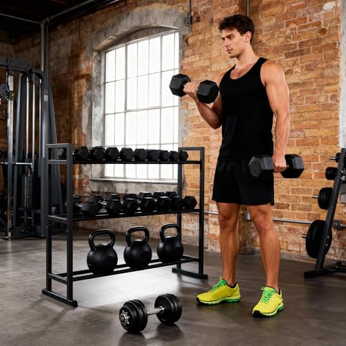 Dumbbell Rack, 2-Tier | 3-Tier Weight Rack for Home Gym, 300LB | 450LB Adjustable Dumbbell Rack Stand Only Weight Storage Rack Gym Organizer - size: 3-Tier dumbell rack