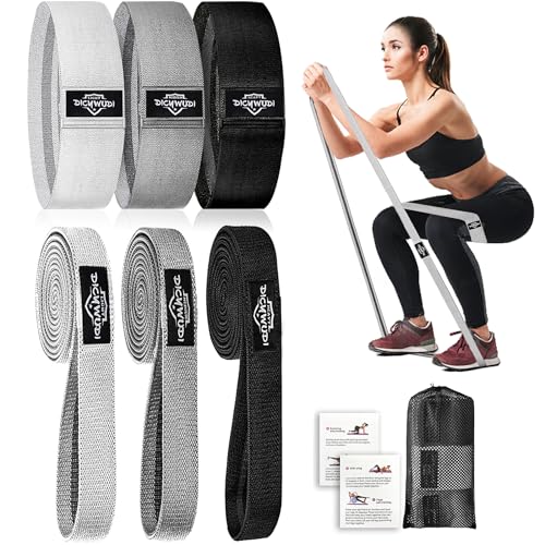 Fabric Resistance Bands for Working Out, 6Pack Non-Slip Exercise Bands for Women and Men, Fabric Booty Bands for Home, Fitness, Pilates, Stretching - color: 6pcs ‎Light grey/dark grey/black