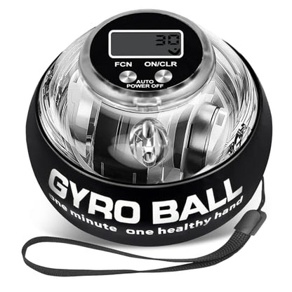 Torque Ball Hand Exerciser, Grip Strength Trainer, Forearm Strengthener, Hand Strengthening Devices,Wrist Power Gyro Ball,Wrist Strengthener, Finger Exerciser with Auto-Start LED Lights and Digital Display - color: Black