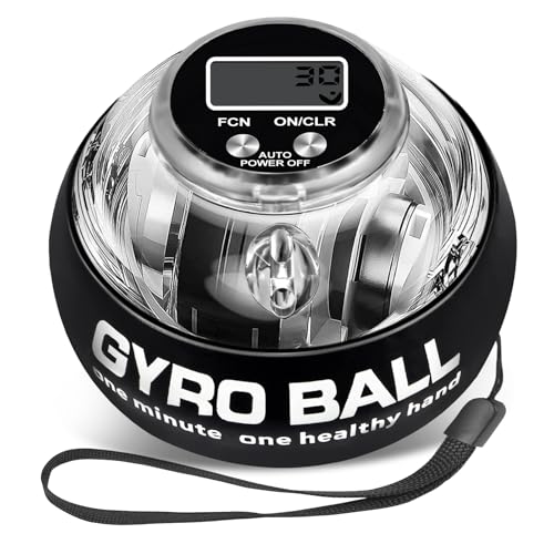 Torque Ball Hand Exerciser, Grip Strength Trainer, Forearm Strengthener, Hand Strengthening Devices,Wrist Power Gyro Ball,Wrist Strengthener, Finger Exerciser with Auto-Start LED Lights and Digital Display - color: Black