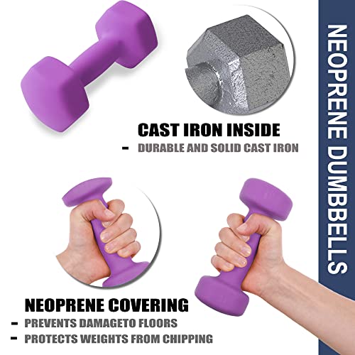 Balelinko Home Gym Equipment Workouts Strength Training Weight Loss Pilates Yoga Dumbbell Set, Weights for Women, Men, Seniors and Youth - color: Purple, style: 02-Pound,Pair
