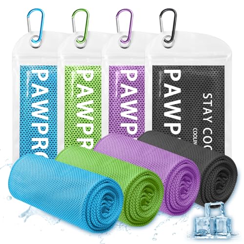 PAWPRO 4 Packs Soft Breathable Cooling Towels for Neck and Face(40"x12") - color: Multicolor-3