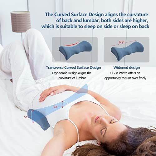 Cozyhealth Lumbar Support Pillow for Sleeping, Heated Lumbar Pillow with Graphene Heating for Lower Back Pain Relief, Memory Foam Lower Back Support Pillow Waist Cushion for Bed and Chair(Dark Blue)