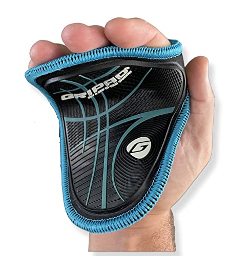 Gripad RX Lifting Grips | The Most Durable Grip Pads Yet | The Alternative to Weight Lifting Gloves, Gym Workouts, WOD, Weightlifting | Neoprene Hand Grips | Flexible Rubber Palm - color: Black / Blue