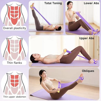 3 in 1 Adjustable Pedal Resistance Band, 8-Tube Multifunction Tension Rope, Natural Latex sit-up Trainer Resistance Band Suitable for Fat Loss and Full-Body Shaping Workout