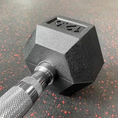 12.5LB Rubber Hex Dumbbell Pair - Commercial-Grade Rubber Hex Dumb Bell Weights Set of 2