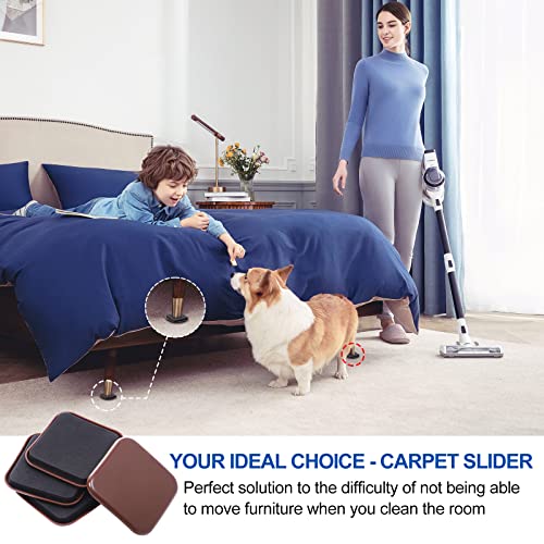 Furniture Sliders, 12pcs 3 inch Square Furniture Moving Kits Carpet Sliders for Moving Furniture, Heavy Duty Furniture Movers - Protect The Carpet Surface, Easily Move Any Items