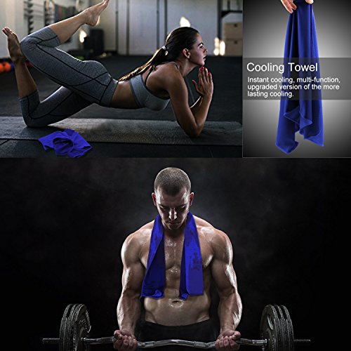 Cooling Towel (Pack of 20, 40"x12") with Pouches for Sports, Workout, Fitness, Gym, Yoga, Golf, Pilates, Travel, Camping & More