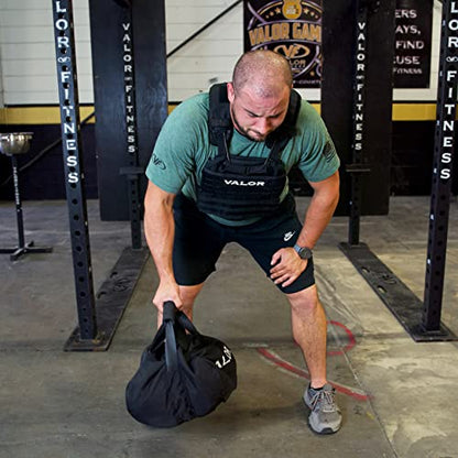 Valor Fitness Self- Fill Sandbags- Stone & Atlas Style - Built in Filler Bags 50,70, 100 or 200 lb Options Strength Training Workouts