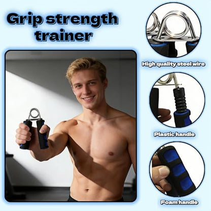 Hand Grip Strengthener Set, Carbon steel wire+thickened foam Hand Exerciser for Wrist Forearm and Finger Strength Training, 2 Pack