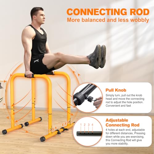 RELIFE REBUILD YOUR LIFE Dip Bar for Home Gym Training 400LBS Parallel Bars - color: Yellow