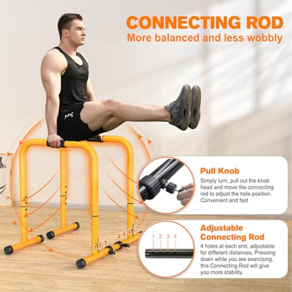 RELIFE REBUILD YOUR LIFE Dip Bar for Home Gym Training 400LBS Parallel Bars - color: Yellow