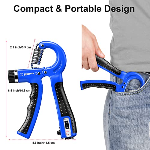 Hand Grip Strengthener 2 Pack Adjustable Resistance 10-130 lbs Forearm Exerciser，Grip Strength Trainer for Muscle Building and Injury Recovery for Athletes - color: Blue