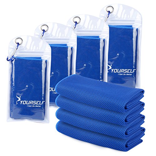 Cooling Towels for Neck and Face, 4 Pack 40" x 12" Cooling Towel for Hot Weather, Soft Breathable Instant Cool Chilly Pad for Sports Golf Yoga Gym Athletes Camping Ice Towels(Dblue) - color: 4 Pack-dark Blue
