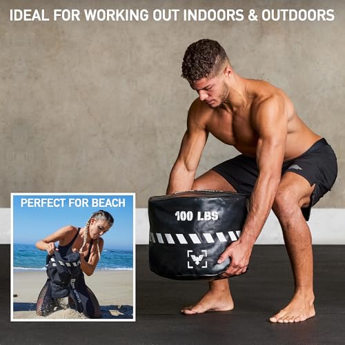 Elite Heavy-Duty Strongman Workout Sandbag – Unfilled Fitness Sand Bag for Weight Training, Full-Body Workout, Cross Training, Powerlifting, Combat & Military Use – Durable for Commercial and Home Gym - size: 100 LBS