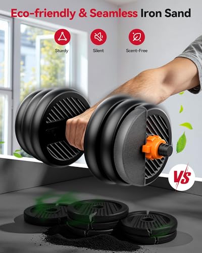 FEIERDUN DS2 Adjustable Dumbbells, 20/30/40/45/70/90lbs Free Weight Set with Connector, 5 in1 Dumbbells Set Used as Barbell, Kettlebells, Push up Stand, Weight Plate, Fitness Exercises for Home Gym Suitable Men/Women - style: A.20LB(10LB Pair)