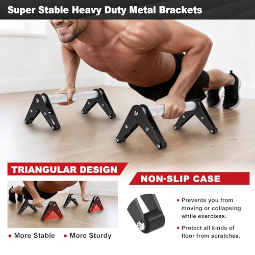 Push Up Bar - Heavy-Duty Stainless Steel Pushup Stands with Non-Slip Base, 660LB Capacity, Portable Home Gym Equipment for Strength Training & Floor Workout