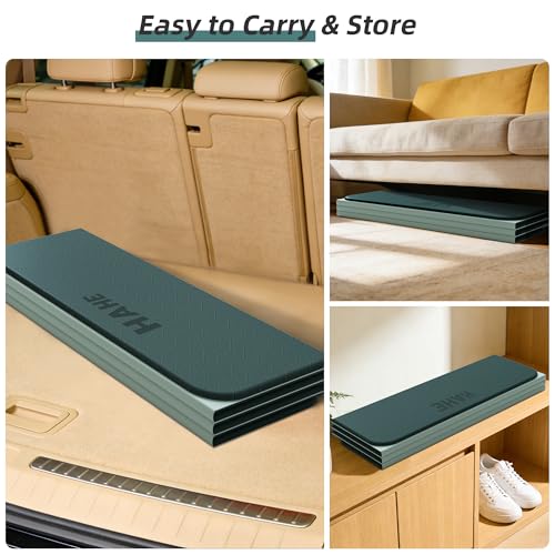 HAHE Foldable Yoga Exercise Mat, 74"Lx32"Wx1/3"Thick, TPE Multi-purpose Workout Mats with Non-slip Surface, Portable for Yoga/Pilates/Studio/Home Gym - color: Dark Green+Light Green