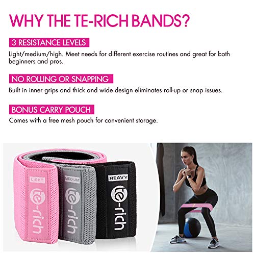 Resistance Bands, Fabric Workout Bands for Women & Men, Cloth Booty Resistance Loop Bands, Thick Squat Bands for Butt/Legs/Thigh/Hip/Glute Excersing - color: Pink/gray/black