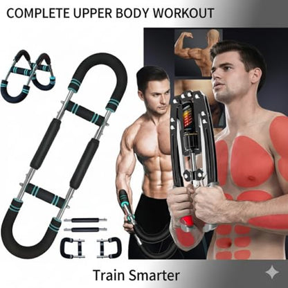Hydraulic Twister Arm Trainer Chest Workout Duo Set – Adjustable Resistance 22/60 - 440 lbs, Home Gym Full Upper-Body Workout Strength Training – Portable Arm, Chest & Shoulder Workout at Home Gym