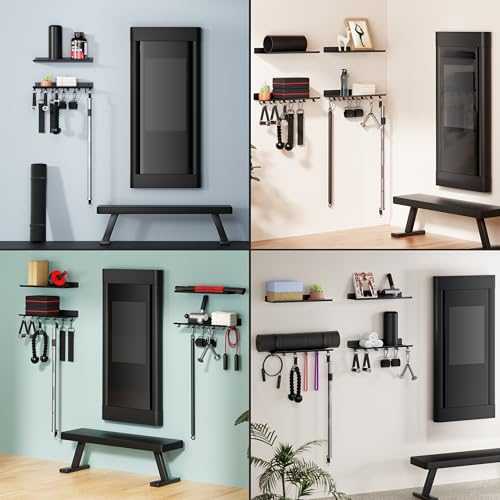 2-Tier Floating Shelf Compatible with Tonal Accessories, Home Gym Storage Shelf, Gym Rack Wall Mount Organizer, Workout Metal Holder, T-Bracket Lock Adapters Hanger, US Patent Holding - style: 2 Tier