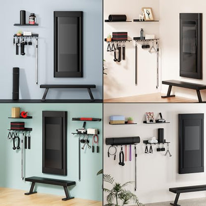 2-Tier Floating Shelf Compatible with Tonal Accessories, Home Gym Storage Shelf, Gym Rack Wall Mount Organizer, Workout Metal Holder, T-Bracket Lock Adapters Hanger, US Patent Holding - style: 2 Tier