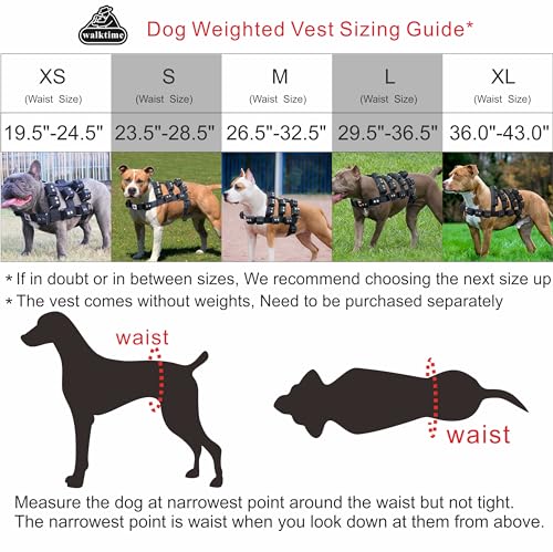 Weighted Tactical Dog Vest, No Pull Harness Symmetric Weight Pockets for Muscle & Weight Loss, Fit Pitbull GSD Husky, Heavy Nylon Service Harness Black - size: Dog's Waist 19.5"-24.5" | VEST ONLY