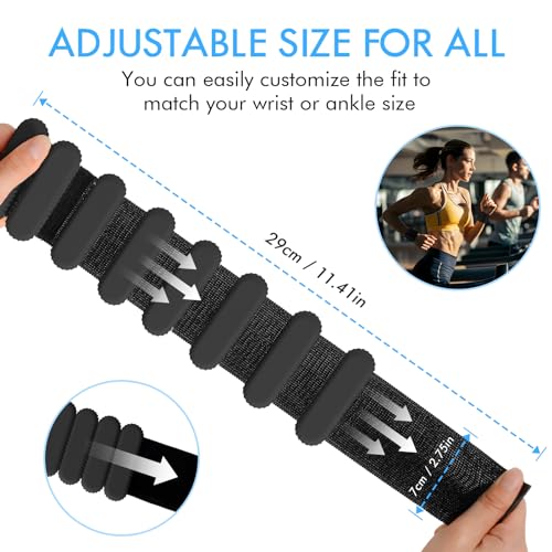 Wrist Ankle Weights for Women, Adjustable Ankle Weights Strength Training Silicone Bracelets Workout Wrist Ankle Weights for Men Women Yoga Running Dance Ankle Arm Leg Weights (2lb) - color: Black