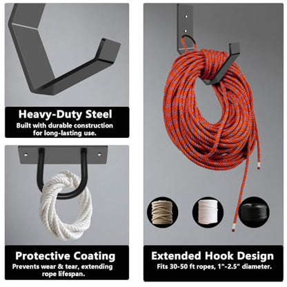 Heavy Duty Battle Rope Wall Anchor Kit with 1 Storage Hook, Wall Mount for Home Gym Training